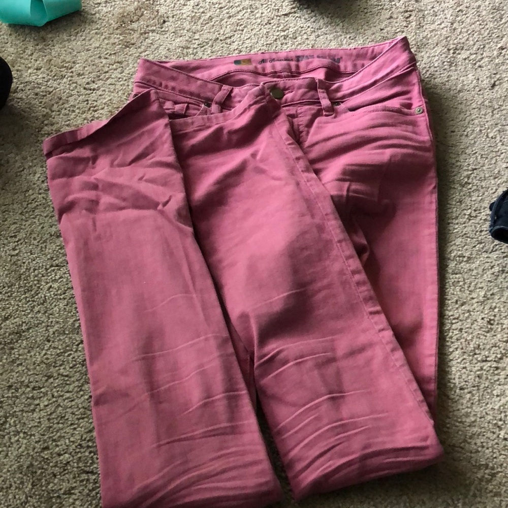 All American Skinny Straight Pink Jeans